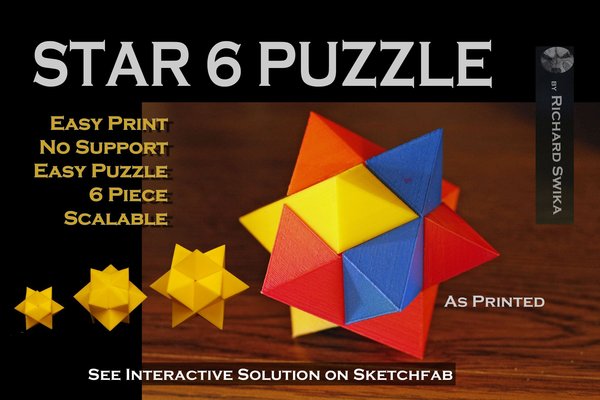 Medium Star 6 Puzzle 3D Printing 44384
