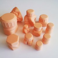 Small Bottles and Screw Caps 3D Printing 45032