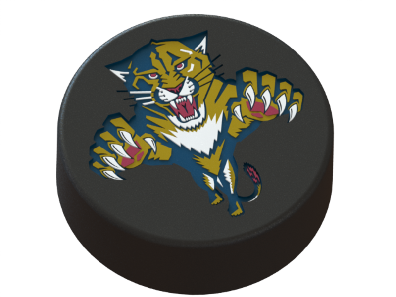 Florida Panters logo on ice hockey puck