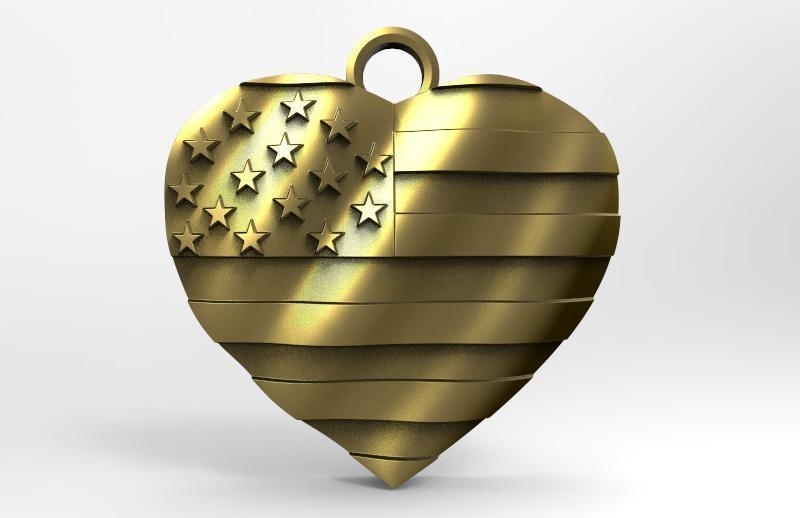 USA flag heart pendant