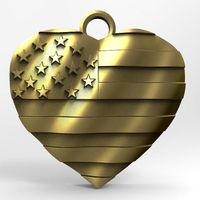 Small USA flag heart pendant 3D Printing 464901