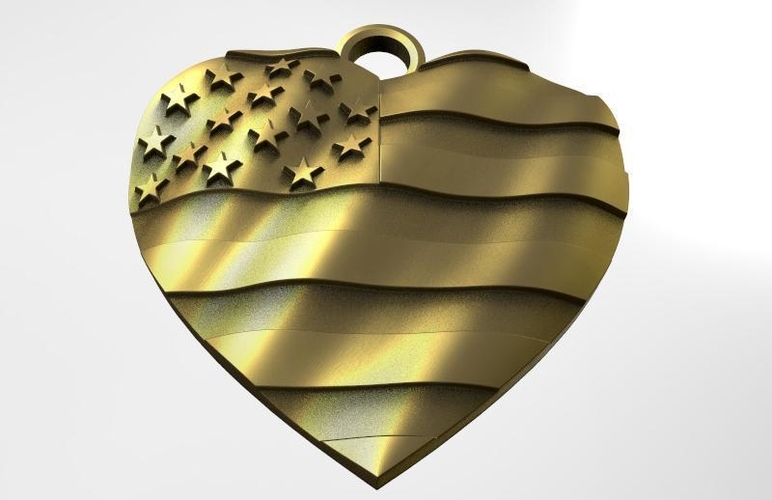 USA flag heart pendant 3D Print 464904