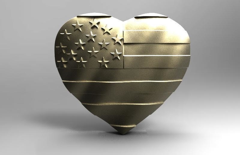 USA flag heart pendant 3D Print 464907