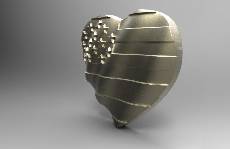 USA flag heart pendant 3D Print 464908