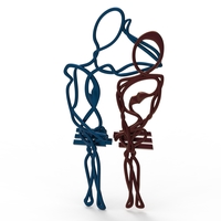 staring lovers (pair able pendant) - Thumbnail 1