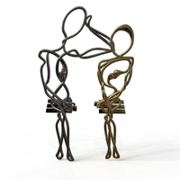 staring lovers (pair able pendant) - Thumbnail 3