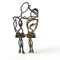 staring lovers (pair able pendant) - Thumbnail 4