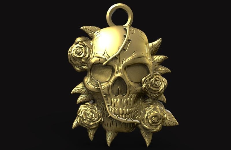 Skull and roses pendant