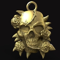 Small Skull and roses pendant 3D Printing 465926