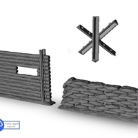 Small Set of barricades : hedgehod wooden sandbags 3D Printing 466195