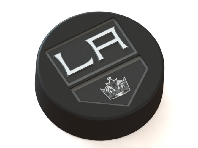 Los Angeles Kings logo on ice hockey puck 3D Print 46663