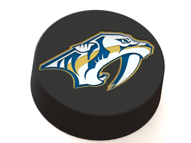 Nashville Predators logo on ice hockey puck
