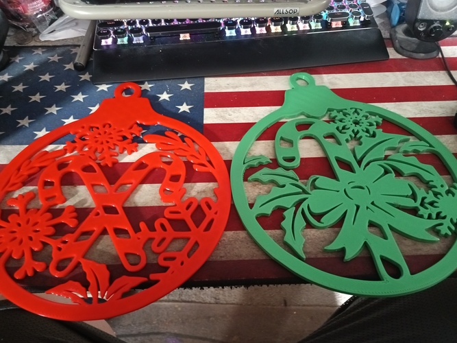 Pair of flat Christmas Ornaments 3D Print 466737
