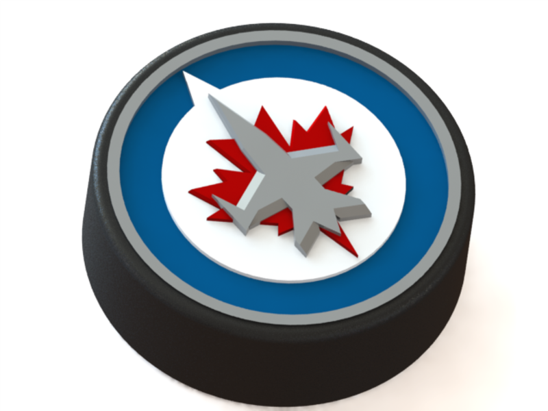 Winnipeg Jets logo on ice hockey puck