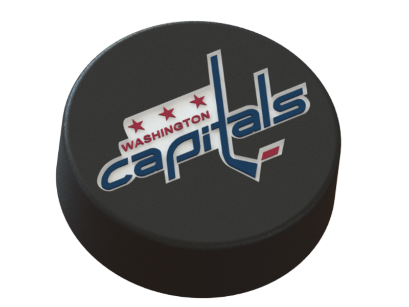 Washington Capitals logo on ice hockey puck