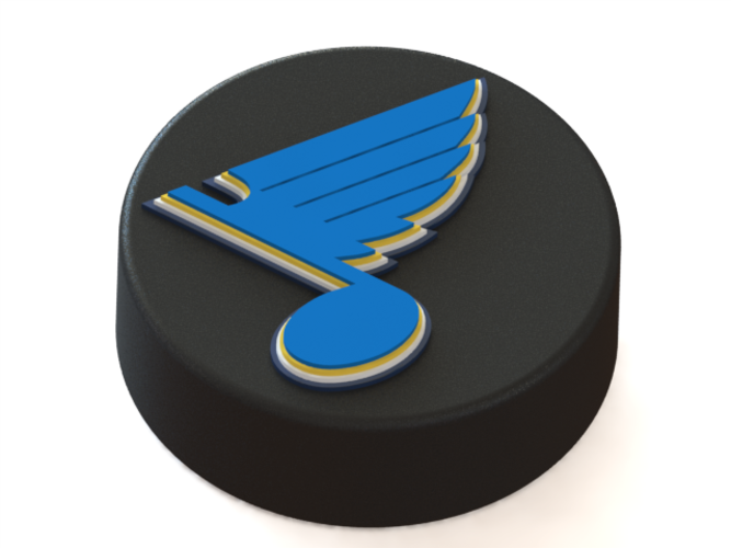 StLouis Blues logo on ice hockey puck