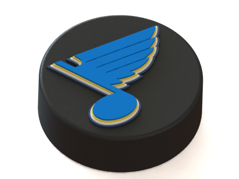  StLouis Blues logo on ice hockey puck