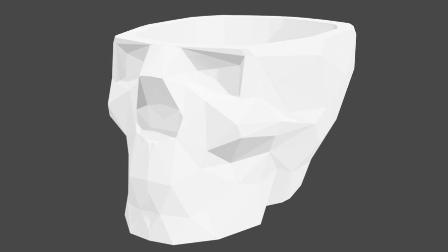 Low Poly Skull Plant Pot 3D Print 467255