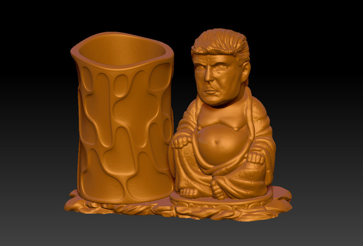 TRUMP BUDDHA PEN HOLDER 1 3D Print 467299
