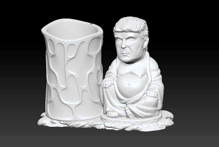 TRUMP BUDDHA PEN HOLDER 1 3D Print 467300