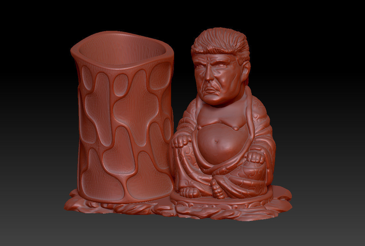 TRUMP BUDDHA PEN HOLDER 1 3D Print 467301
