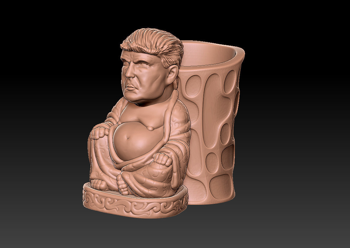 TRUMP BUDDHA PEN HOLDER 2 3D Print 467302