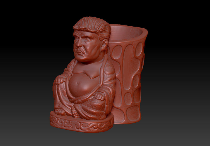 TRUMP BUDDHA PEN HOLDER 2 3D Print 467305