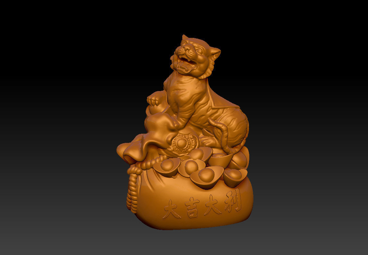 LUCKY TIGER NEW YEAR - CONGRATULATIONS FORTUNE DECORATION 2 3D Print 467324