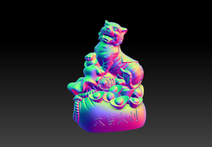 LUCKY TIGER NEW YEAR - CONGRATULATIONS FORTUNE DECORATION 2 3D Print 467325