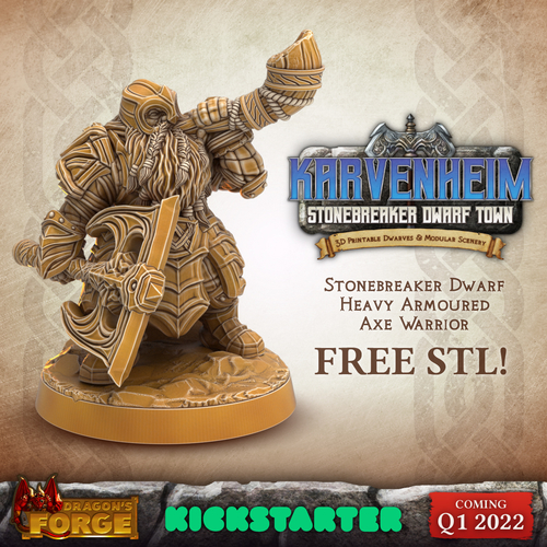 FREE Stonebreaker Dwarf STL! Karvenheim Kickstarter Preview 3D Print 467810