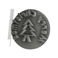 Small cupcake stamp with Happy Christmas and a tree 3D Printing 468294