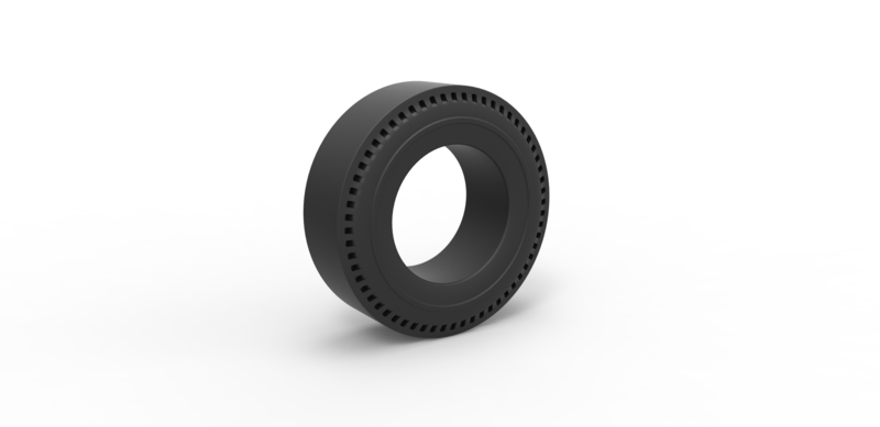 Diecast rear tire of vintage dragster Version 1 Scale 1:10