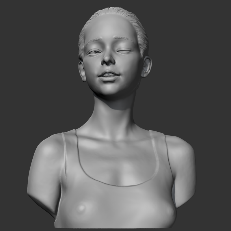 HD girl bust B 3D print model