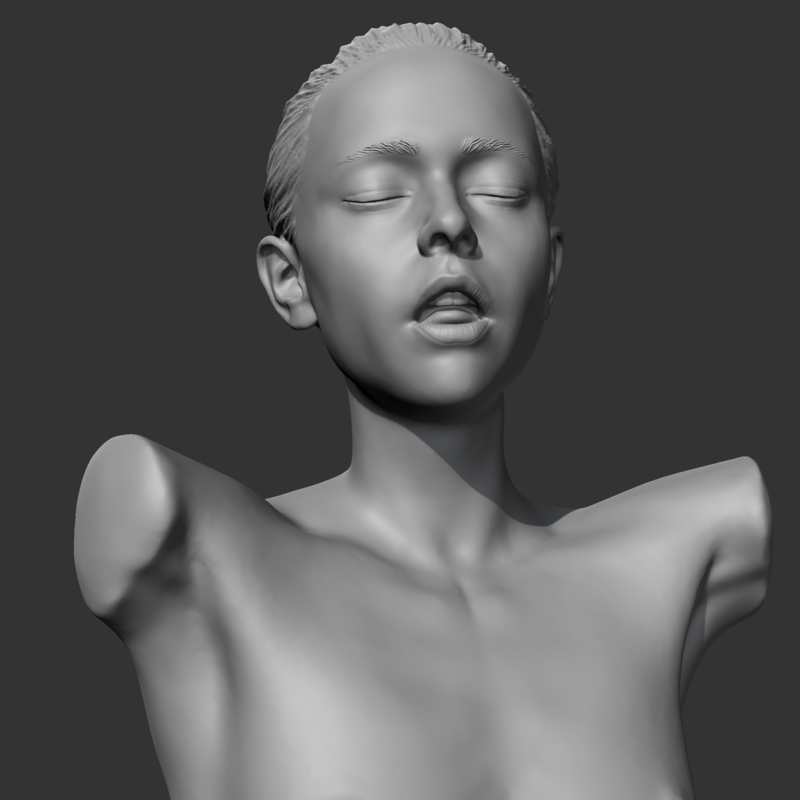 HD girl bust H 3D print model