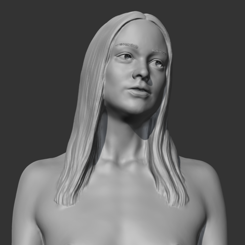 HD girl bust K 3D print model