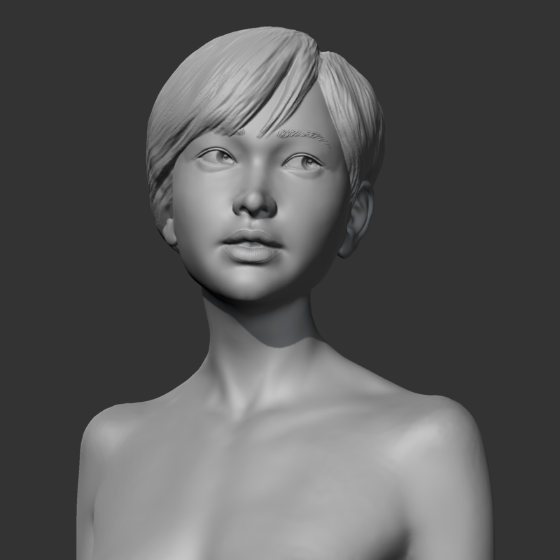 HD girl bust O 3D print model