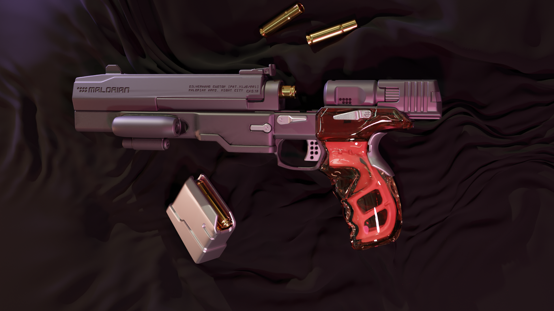Cyberpunk gun 3d model фото 31
