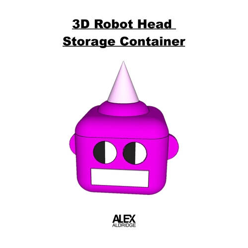 3D Robot Head Storage Container