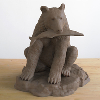 Small Grizzly Bear with Fish Sculpture 3D Printing 472110
