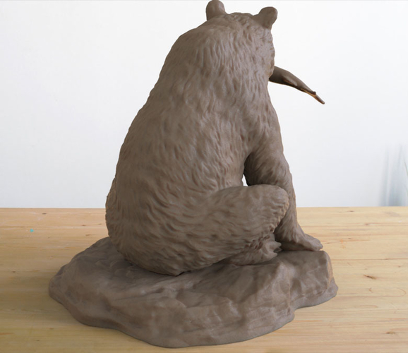 Grizzly Bear with Fish Sculpture 3D Print 472112