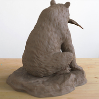 Grizzly Bear with Fish Sculpture - Thumbnail 4