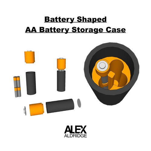 AA Battery Storage Case Container 3D Print 472383