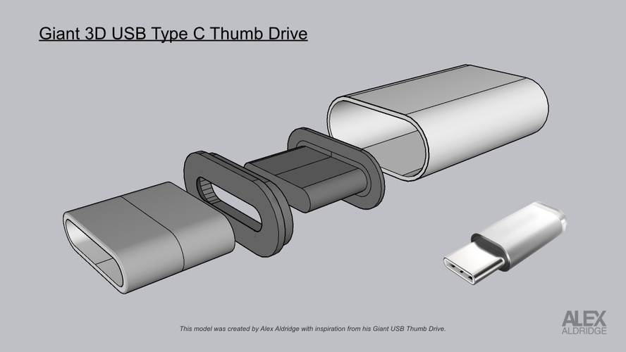 3D Printed Giant 3D USB Type C Thumb Drive By Alex Aldridge Pinshape