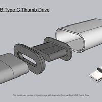 Small Giant 3D USB Type C Thumb Drive 3D Printing 472761
