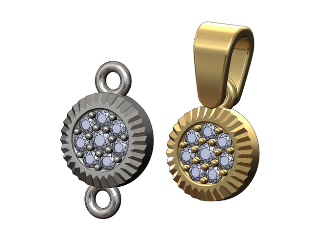 Diamond watch bezel pendant and charm 3D print model 3D Print 472836