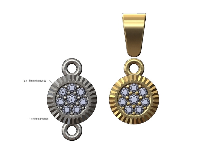 Diamond watch bezel pendant and charm 3D print model 3D Print 472839