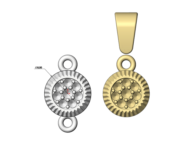 Diamond watch bezel pendant and charm 3D print model 3D Print 472842