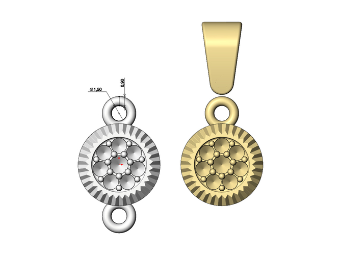 Diamond watch bezel pendant and charm 3D print model 3D Print 472843