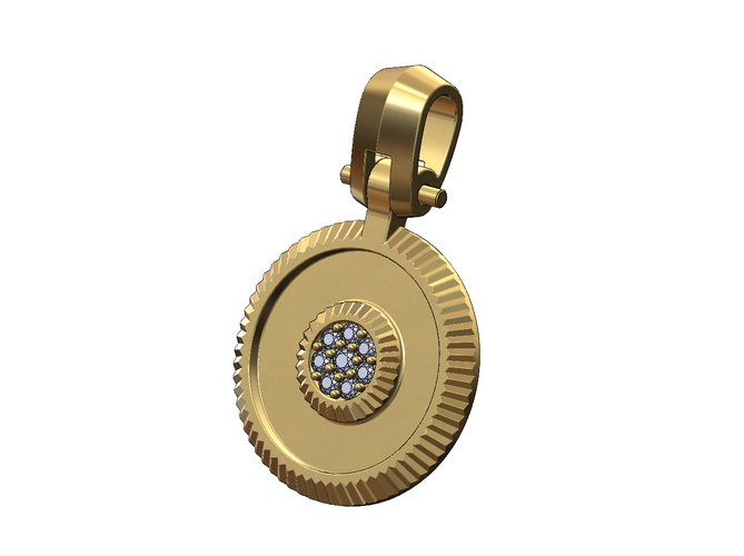 Diamond cluster rolex bezel pendant with bail 3D print model