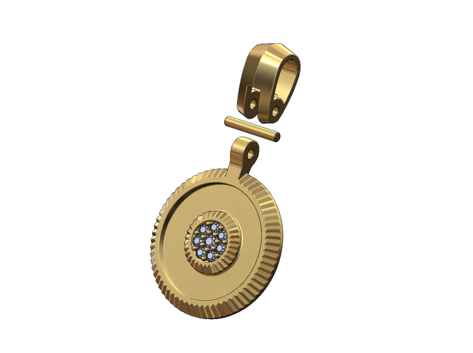 Diamond cluster rolex bezel pendant with bail 3D print model 3D Print 472853